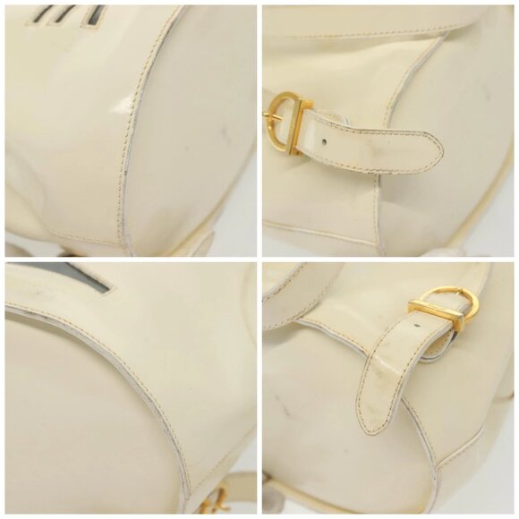 Salvatore Ferragamo Gancini Backpack Enamel White Gold Auth bs28923 main image 4